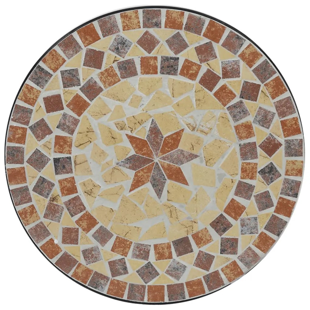 Conjunto de bistrô mosaico ferro e cerâmica terracota e branco