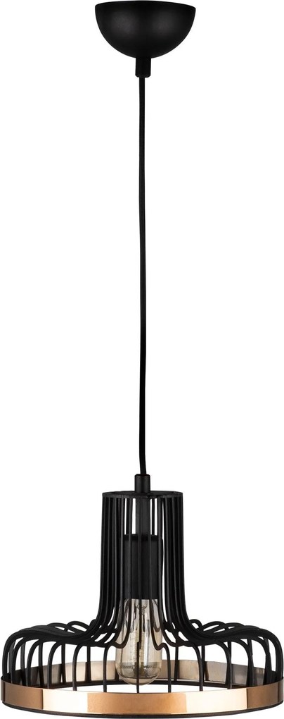 Candeeiro de Teto Fellini – Preto/Cobre – 20 cm x 116 cm