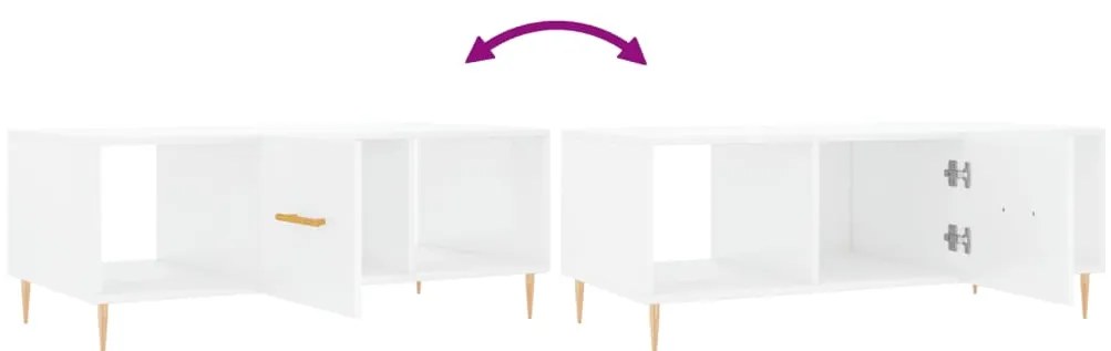 Mesa de centro 102x50x40 cm madeira processada branco brilhante