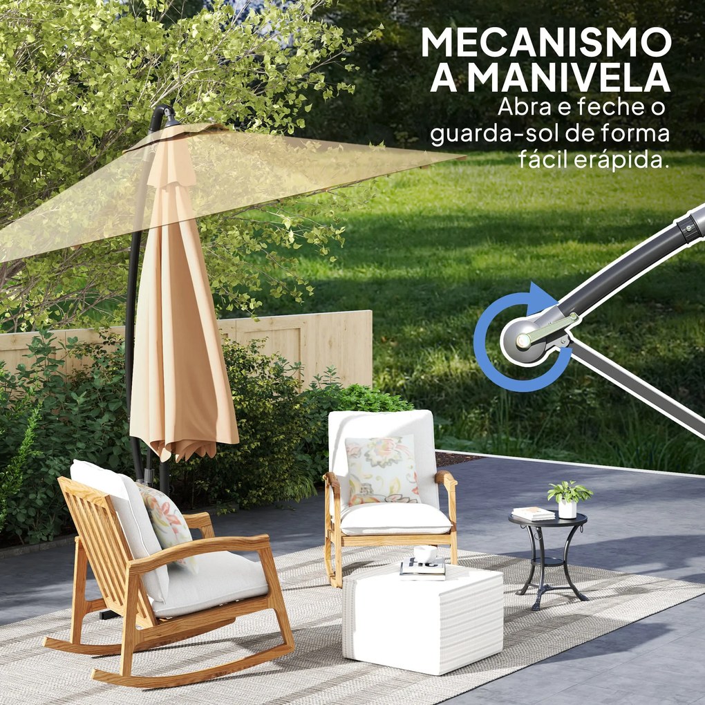 Chapéu de Sol Excêntrico Ø 290 cm Chapéu de Sol de Jardim com Base Cru