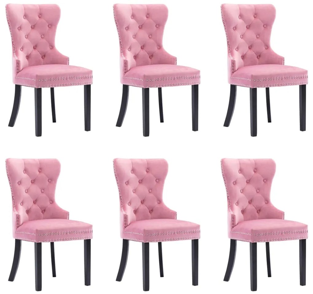 vidaXL Cadeiras de jantar 6 pcs veludo rosa