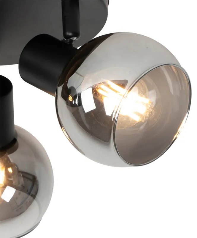 LED Refletor de teto inteligente preto com vidro fumê incluindo 3 WiFi P45 - Vidro Art Deco