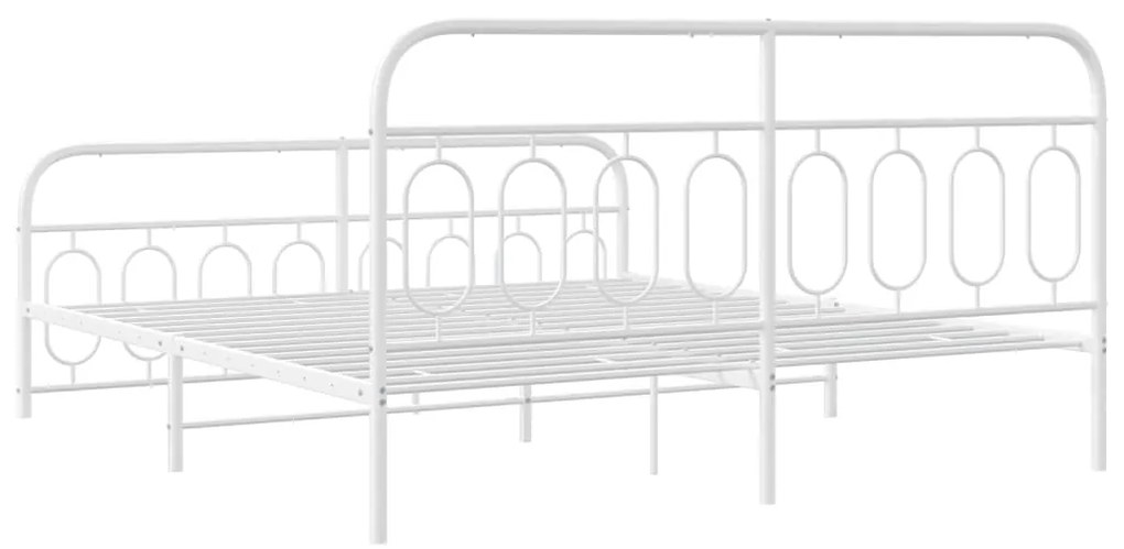 Estrutura de cama com cabeceira e pés 180x200 cm metal branco