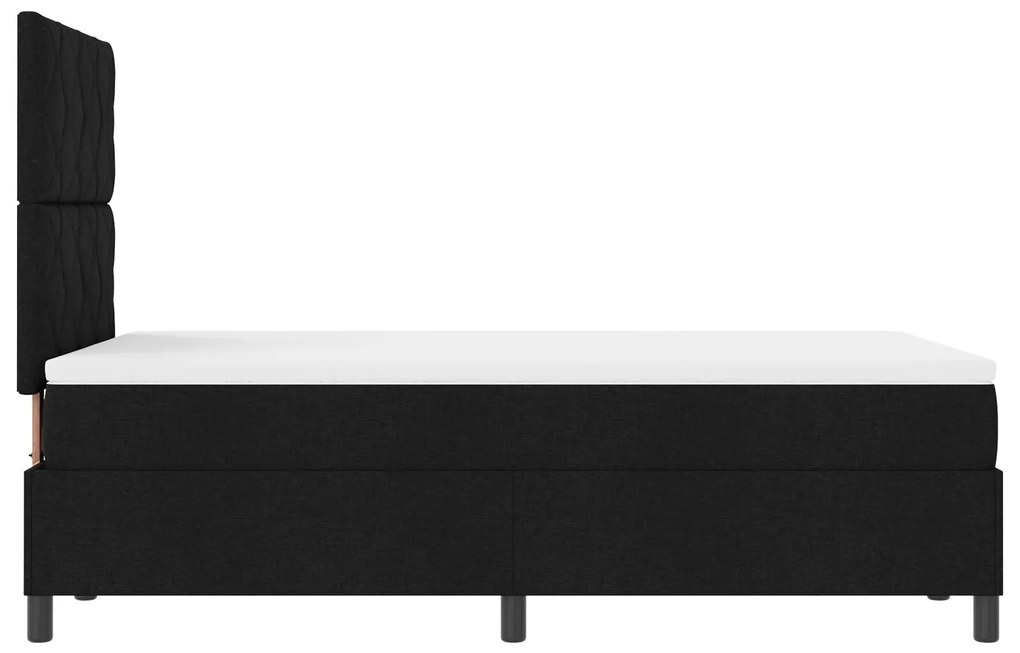 Cama Box com Colchão e Luz LED Preta 120x190 cm Tecido