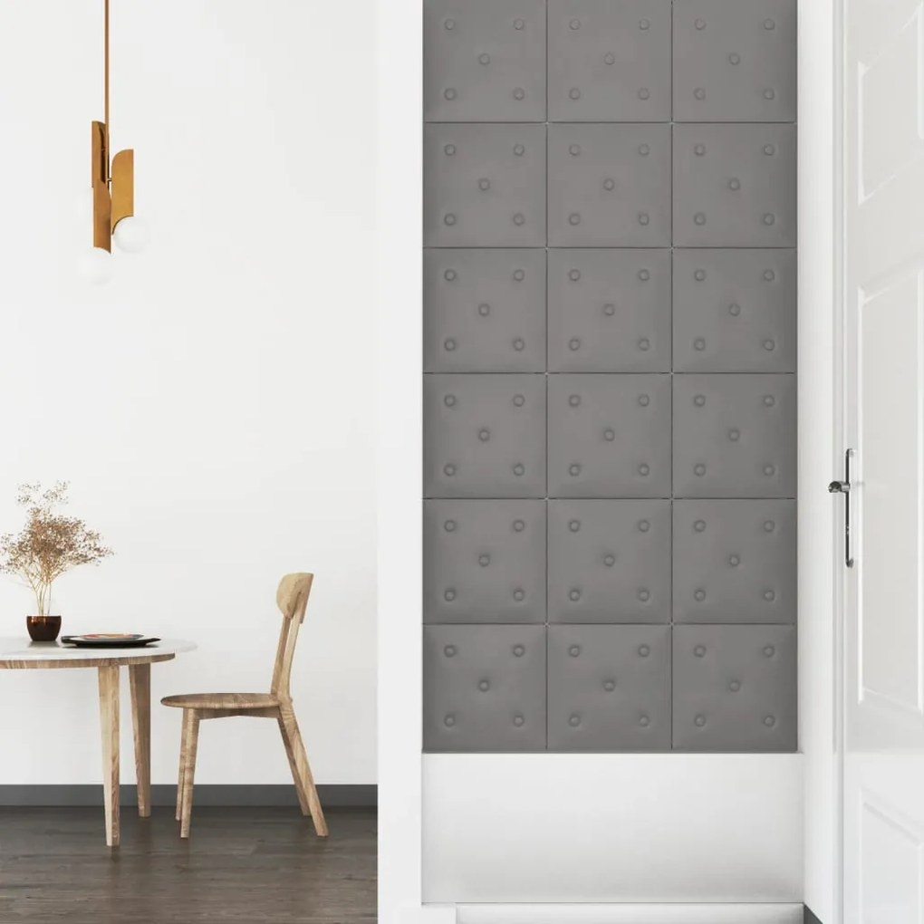 Painel parede 12 pcs 30x30cm couro artificial 1,08 m² cinza