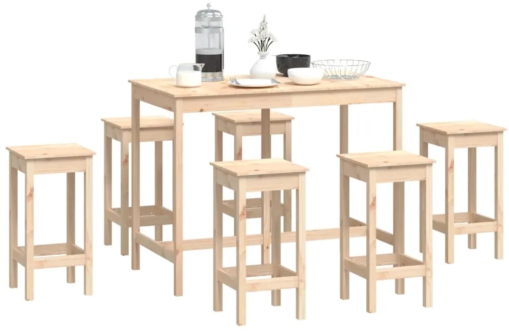 7 pcs conjunto de bar pinho maciço