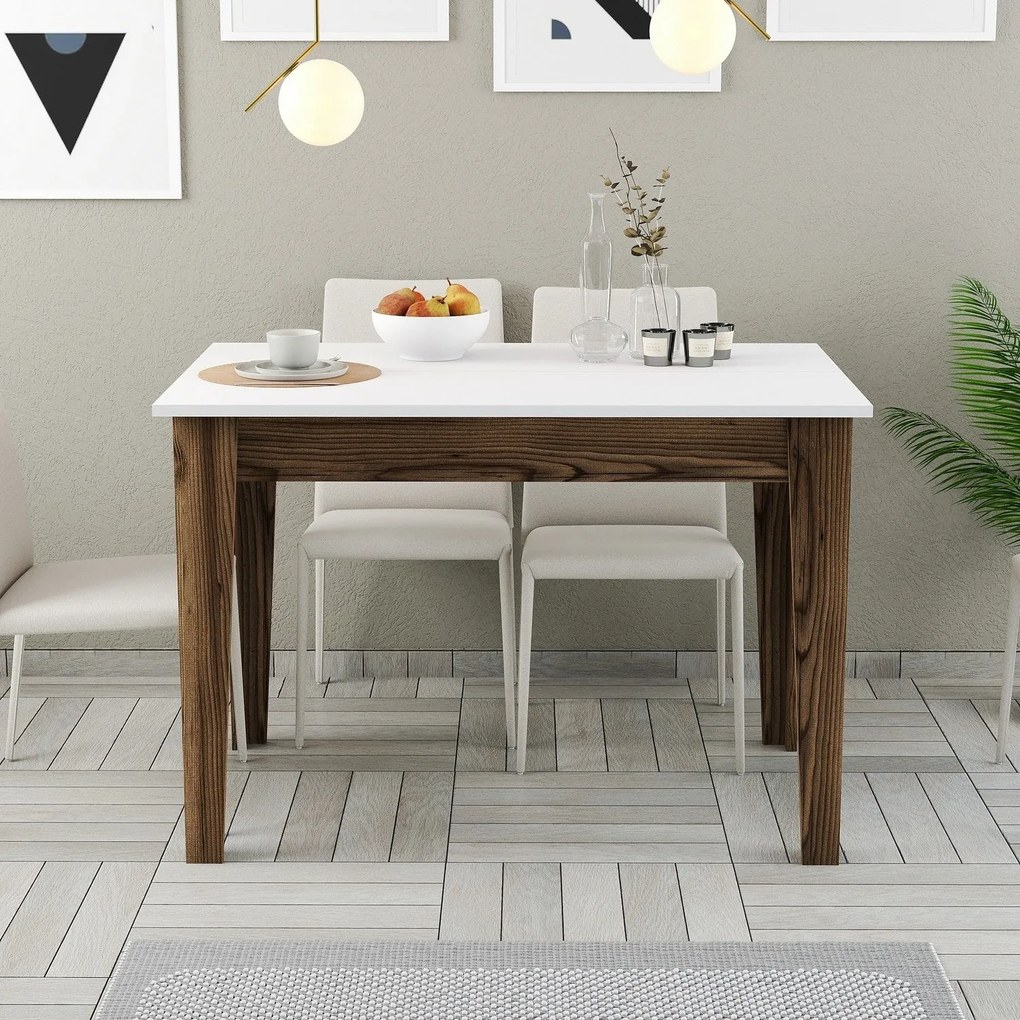 Mesa de Cozinha Kiev – Nogueira/Branco – 110x75x72 cm