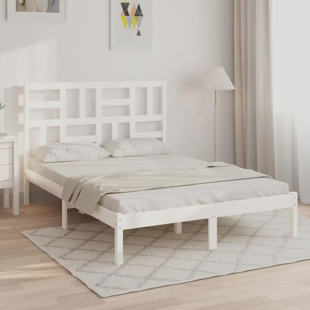3105926 vidaXL Estrutura de cama casal 135x190 cm madeira maciça branco