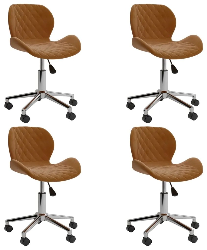 vidaXL Cadeiras de jantar giratórias 4 pcs veludo castanho