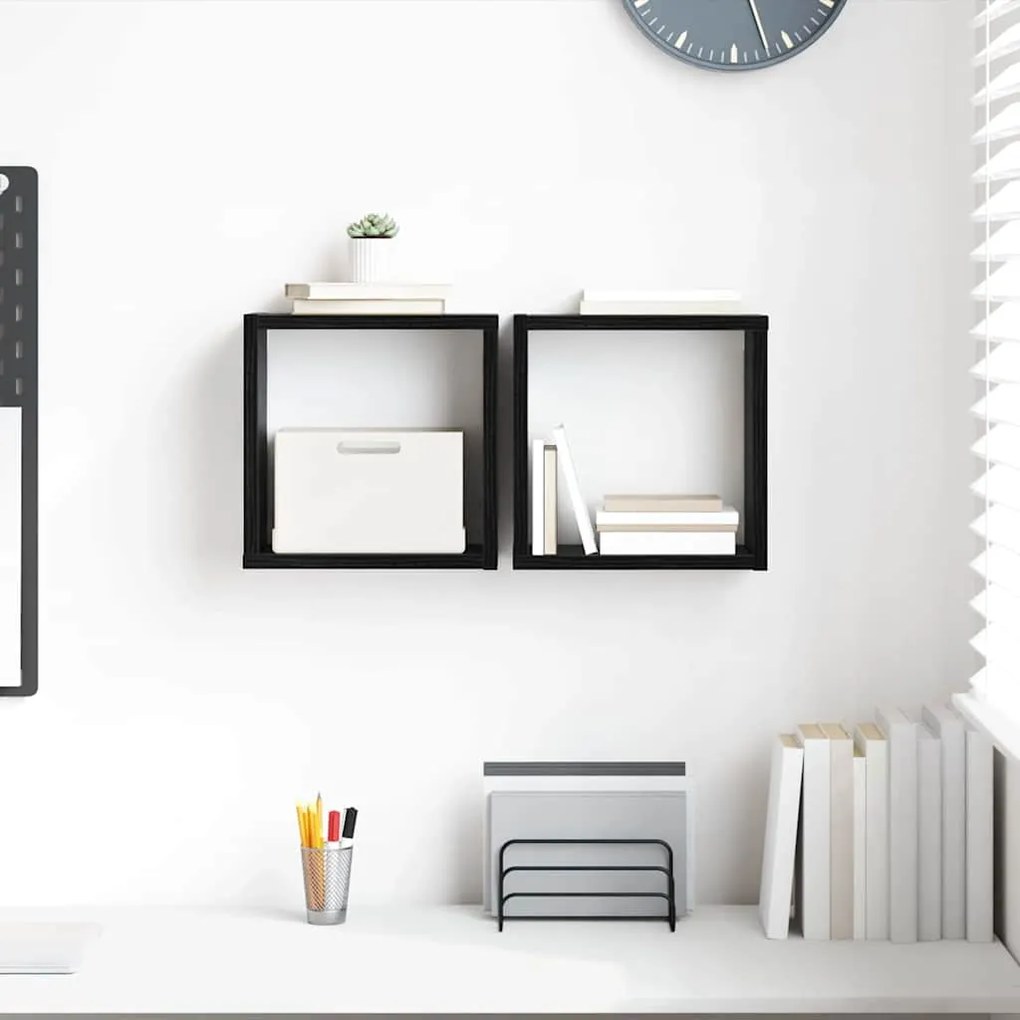 Prateleiras de Parede Carvalho Preto MDF 26 x 15 x 26 cm