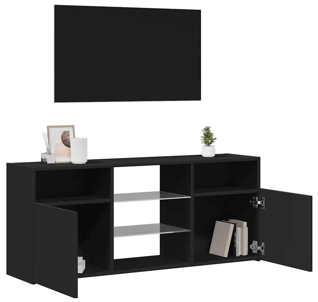 Móvel de TV com luzes LED 120x30x50 cm preto
