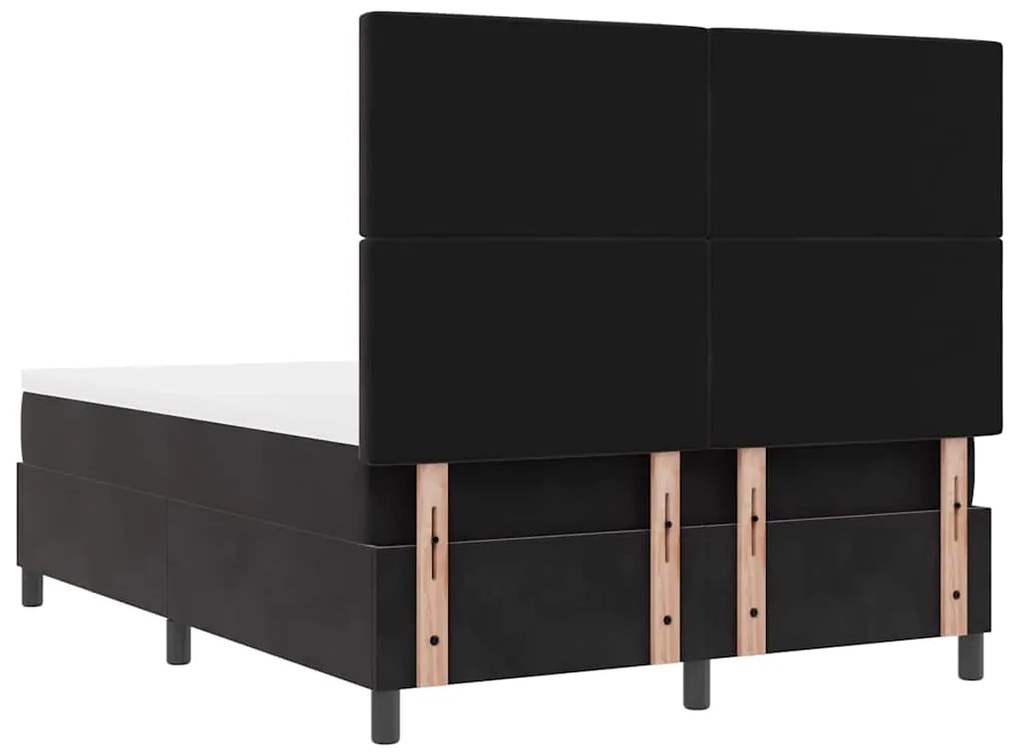 Cama Box com Colchão e Banco Preto 140x200 cm Veludo