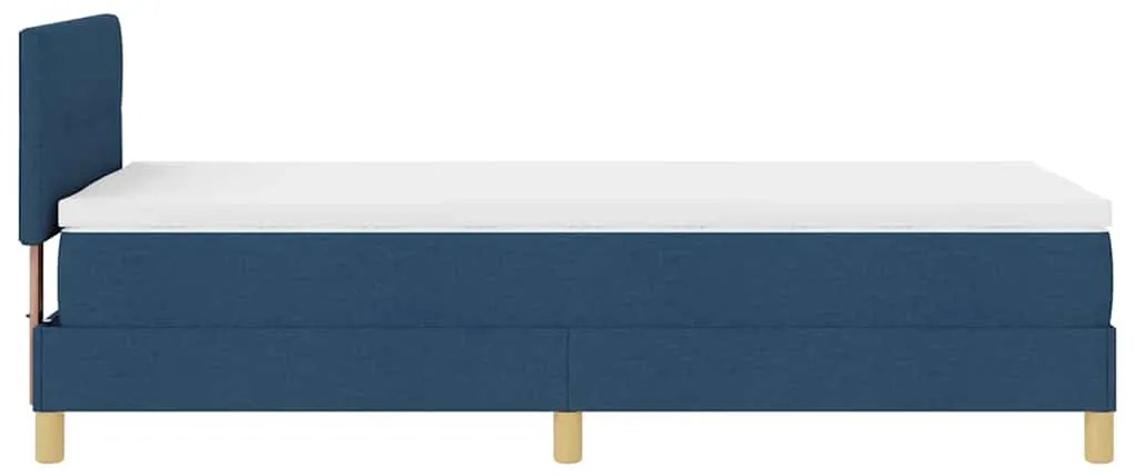 Cama Box com Colchão e LED Azul 100x200 cm Tecido