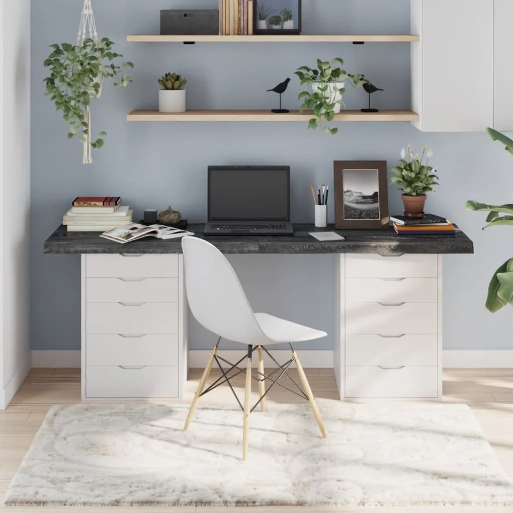 3156453 vidaXL Tampo de mesa 180x40x6 cm carvalho tratado cinza-escuro