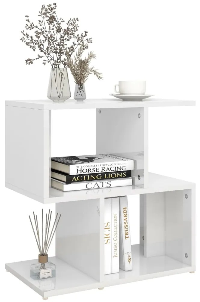 Mesa de cabeceira derivados de madeira branco brilhante