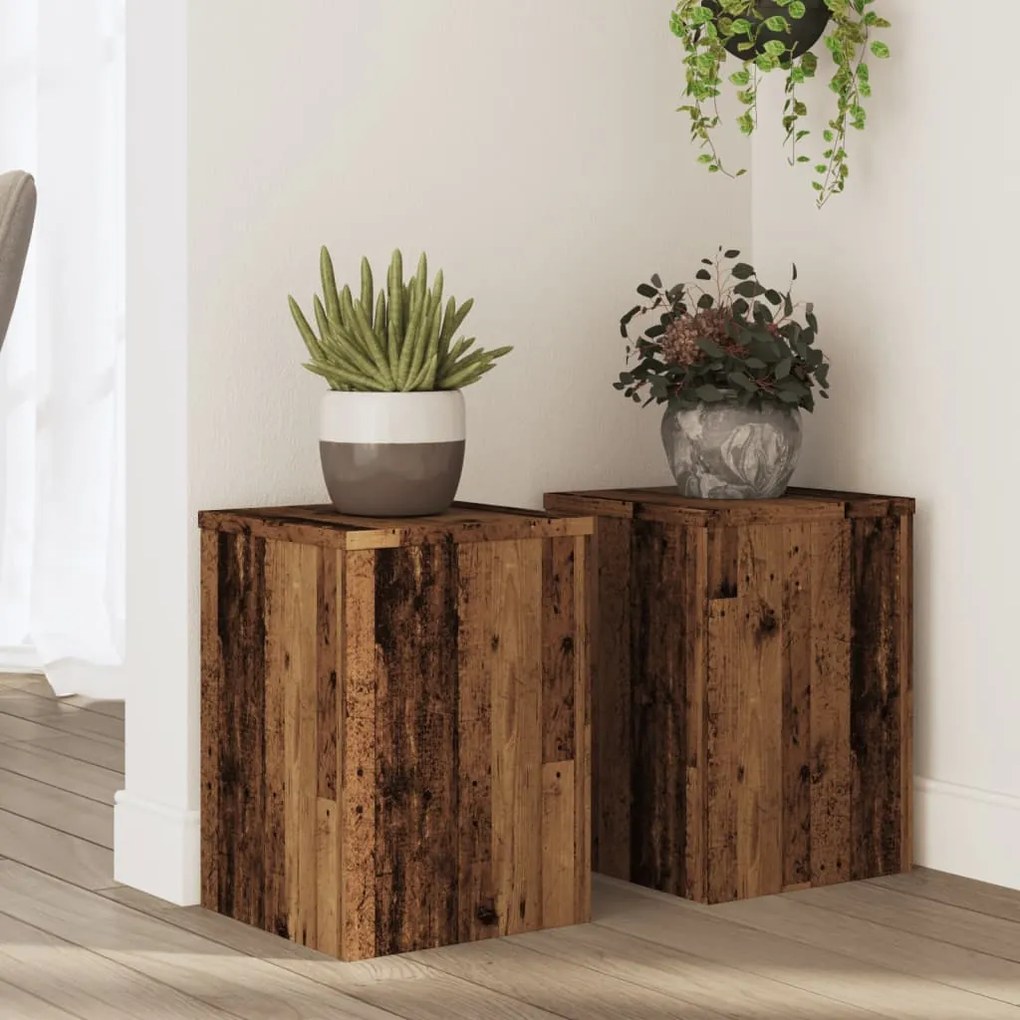 vidaXL Suportes p/ plantas 2 pcs 25x25x35 cm derivados de madeira