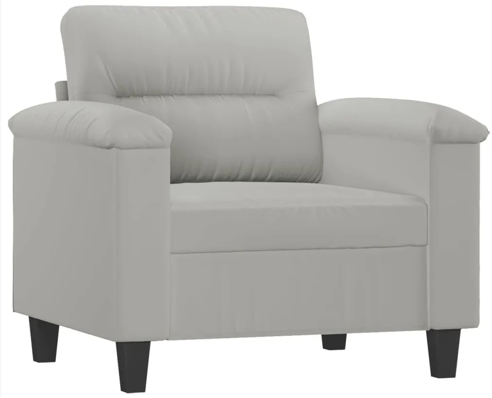 3 pcs conjunto sofás c/ almofadas tecido microfibra cinza-claro