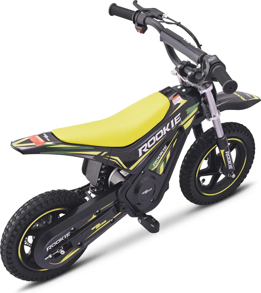 Mota elétrica para crianças ROOKIE 24 V (12"), bateria de lítio, motor sem escovas de 250 W, travão de disco Verde Amarelada