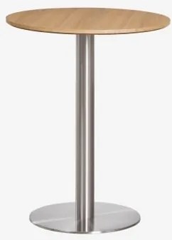 Mesa De Bar Redonda Em Mdf Xiren Ø60 Cm & Castanho Madeira Natural - Cinzento Escovado - Sklum