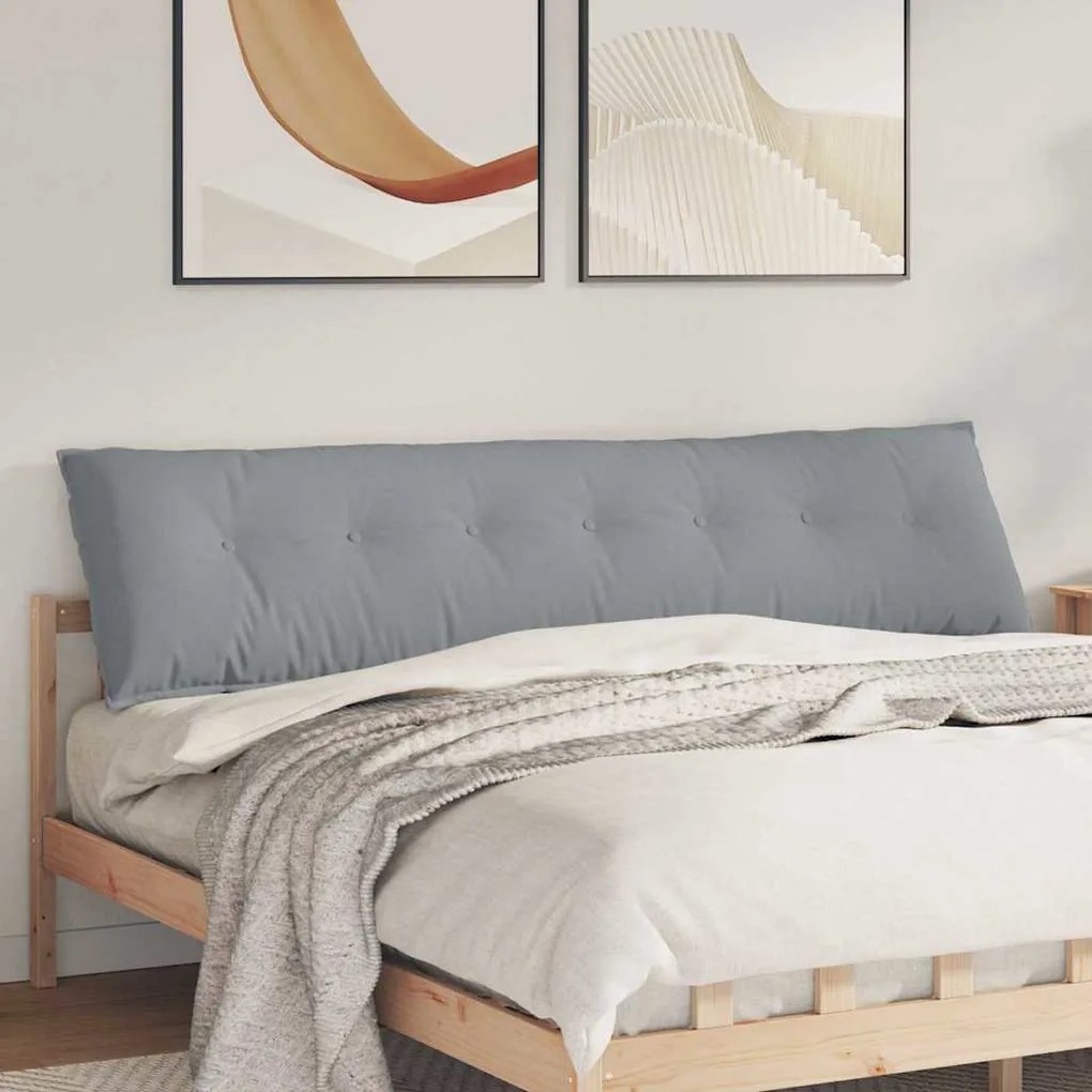 vidaXL Travesseiro para Costas Cinzento-claro 200 x 19 x 50 cm tecido