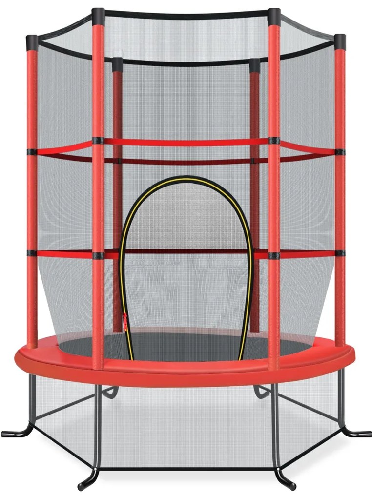 Trampolim para crianças 191 cm com rede de segurança e almofada para molas recreativas Estrutura em aço Vermelho