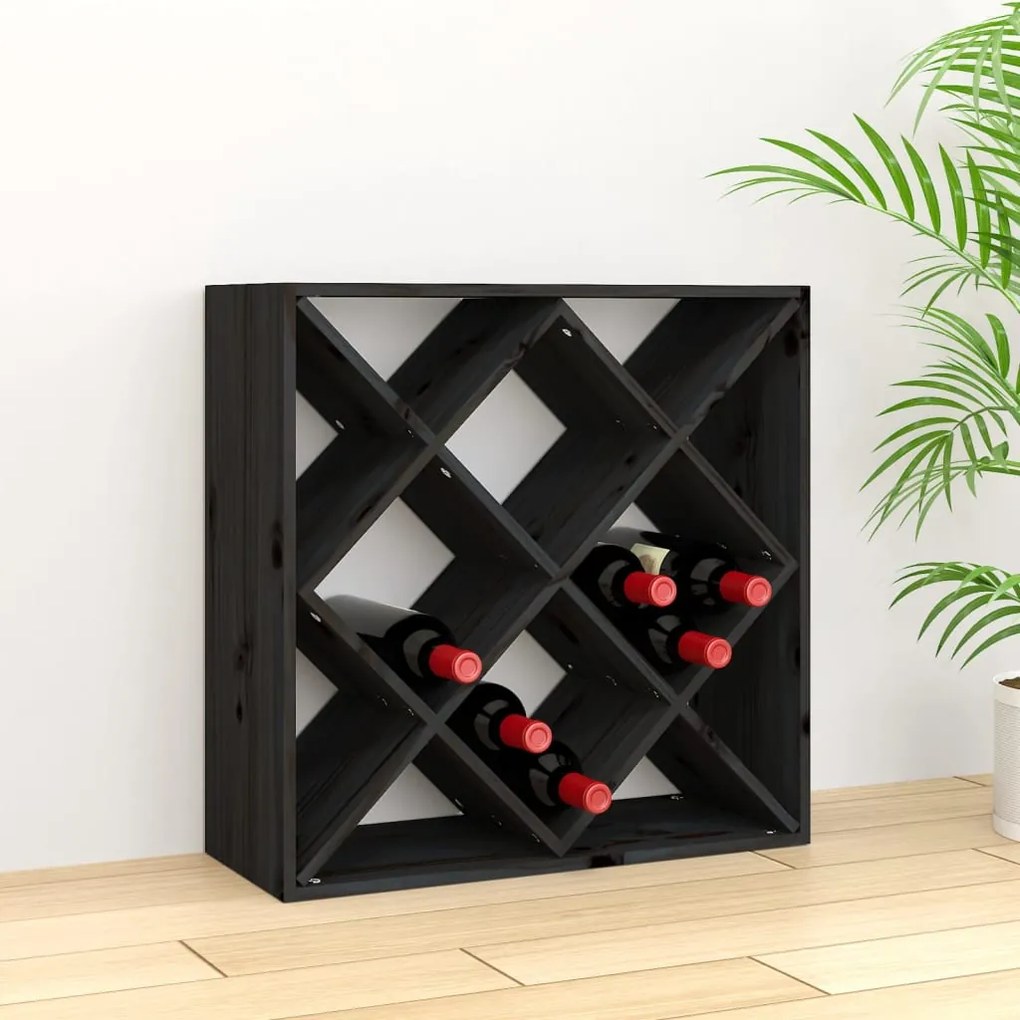821546 vidaXL Garrafeira 62x25x62 cm madeira de pinho maciça preto