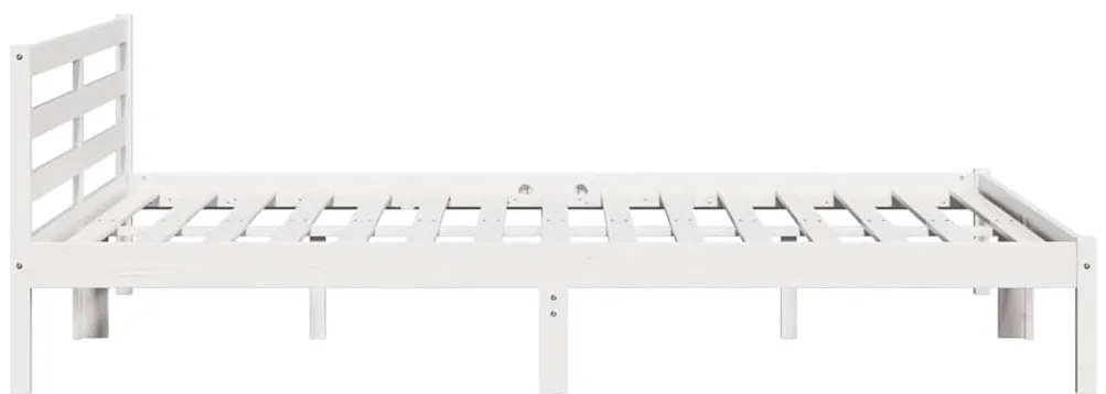 Cama vidaXL com Cabeceira Branca 200x220 cm Madeira Sólida Pinus