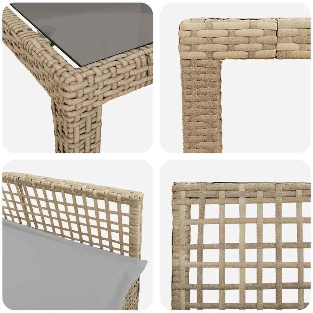 Conjunto de Jantar para Jardim 9 pcs Bege 250 x 100 x 75 cm