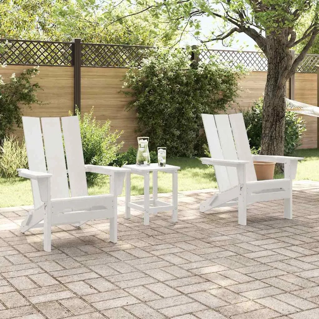 Cadeiras Adirondack Dobráveis vidaXL 2 pcs Branca 74.5x80.5x90 cm HDPE