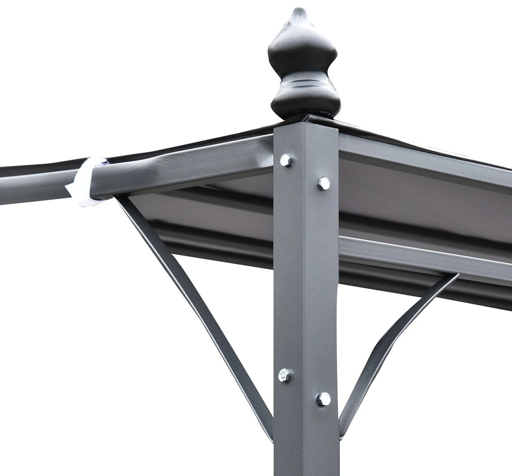 Pérgola de Jardim 4x3m Pérgola Montada na Parede com Toldo e 16 Orifíc