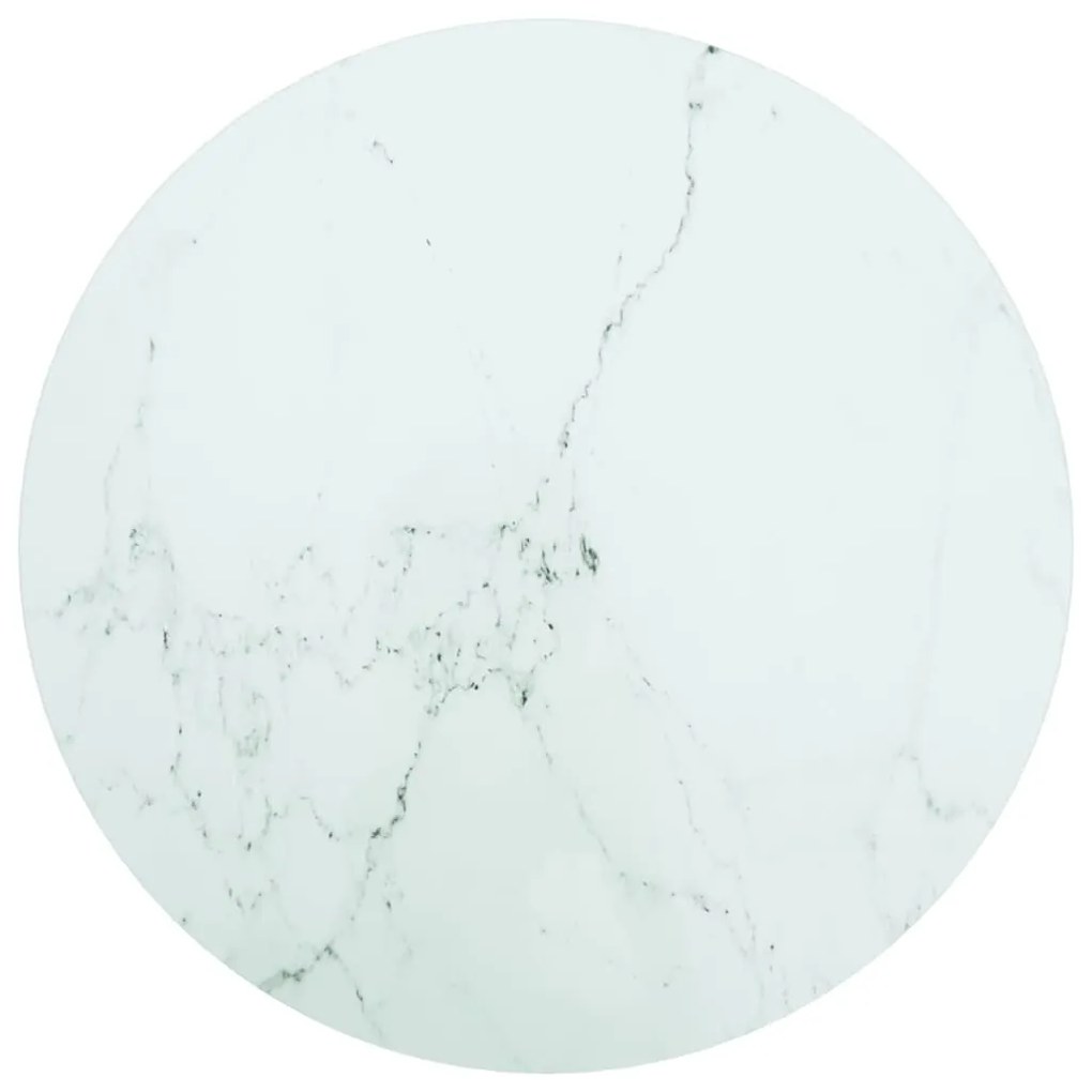 vidaXL Tampo mesa Ø60x0,8 cm vidro temperado design mármore branco