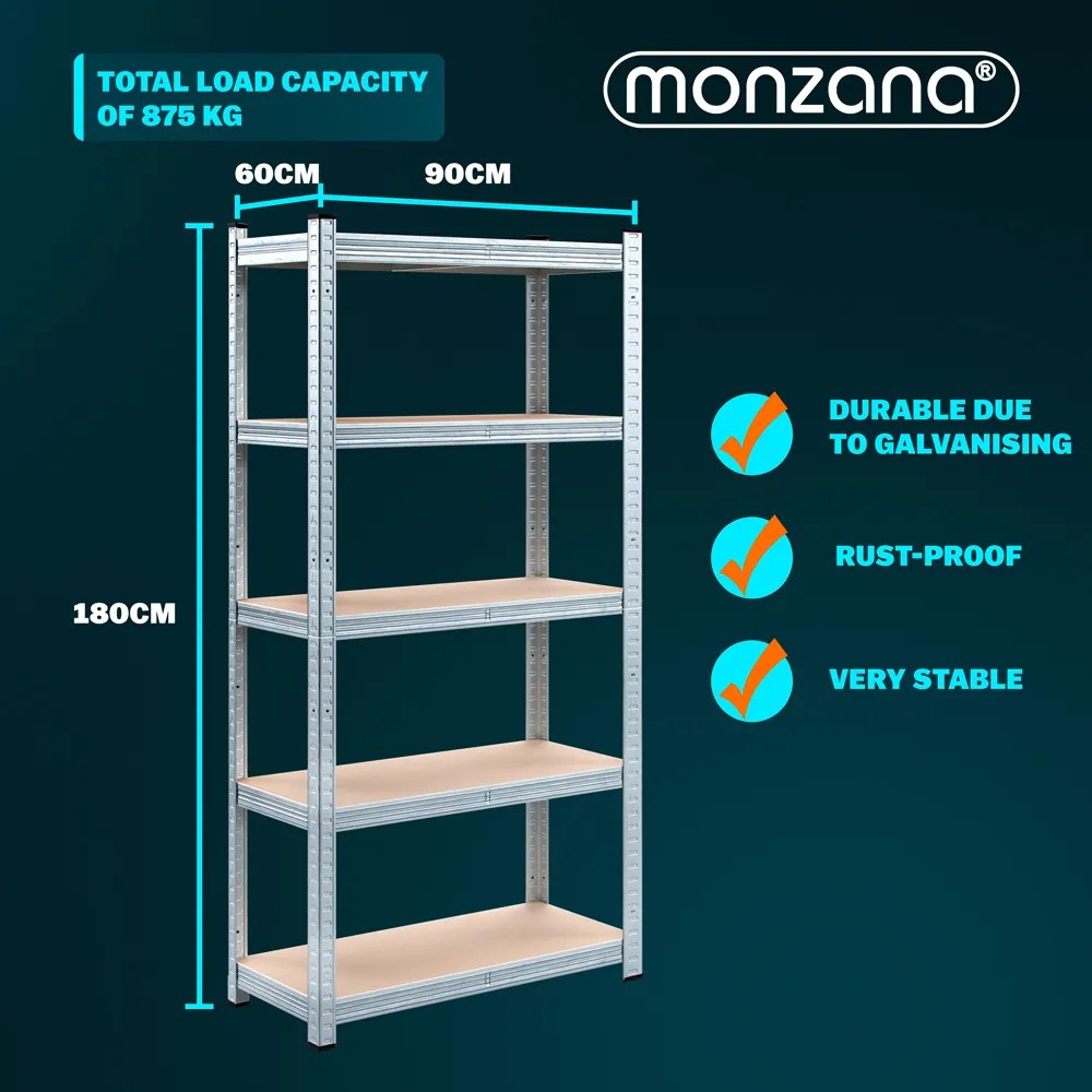 Estante para cargas pesadas até 875 kg 180 x 90 x 60 cm Prateado