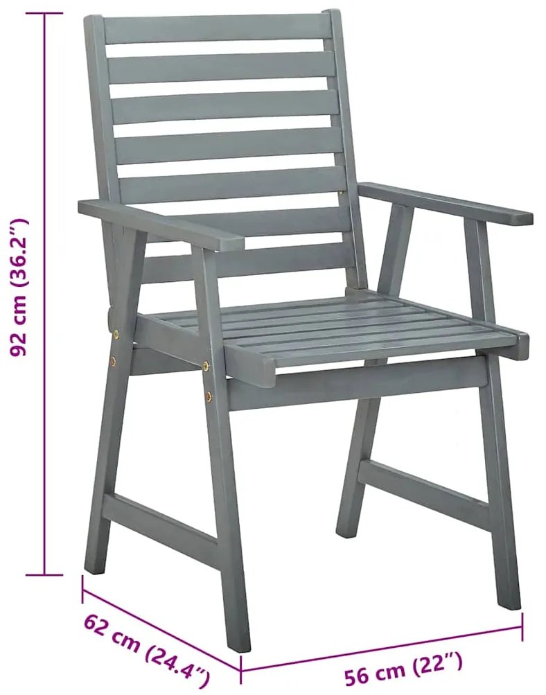 Cadeiras de jantar p/ jardim 3 pcs c/ almofadões acácia maciça