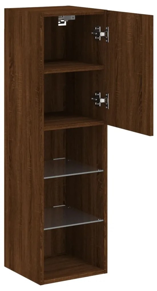 Móvel de TV com luzes LED 30,5x30x102 cm carvalho castanho