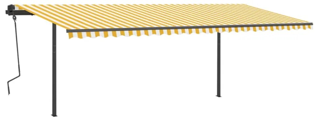 Toldo retrátil manual com postes 6x3 m amarelo e branco