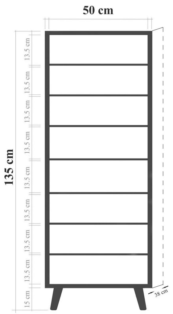 Armário de Sapatos Vegas – Branco/Preto – 50x135x38 cm