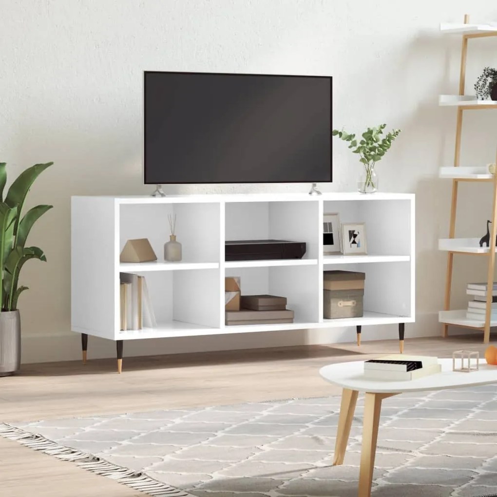vidaXL Móvel de TV 103,5x30x50 cm derivados madeira branco brilhante