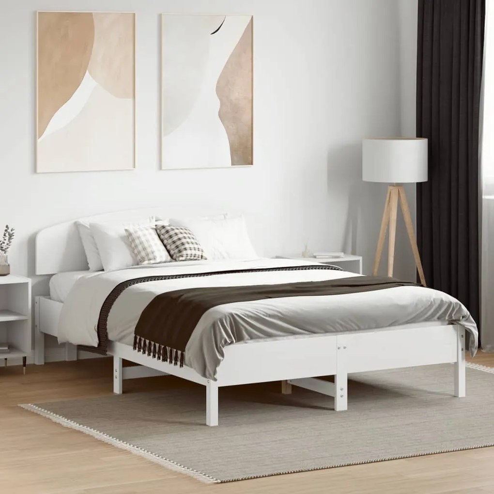 Cama sem colchão 135x190 cm madeira de pinho maciça branco