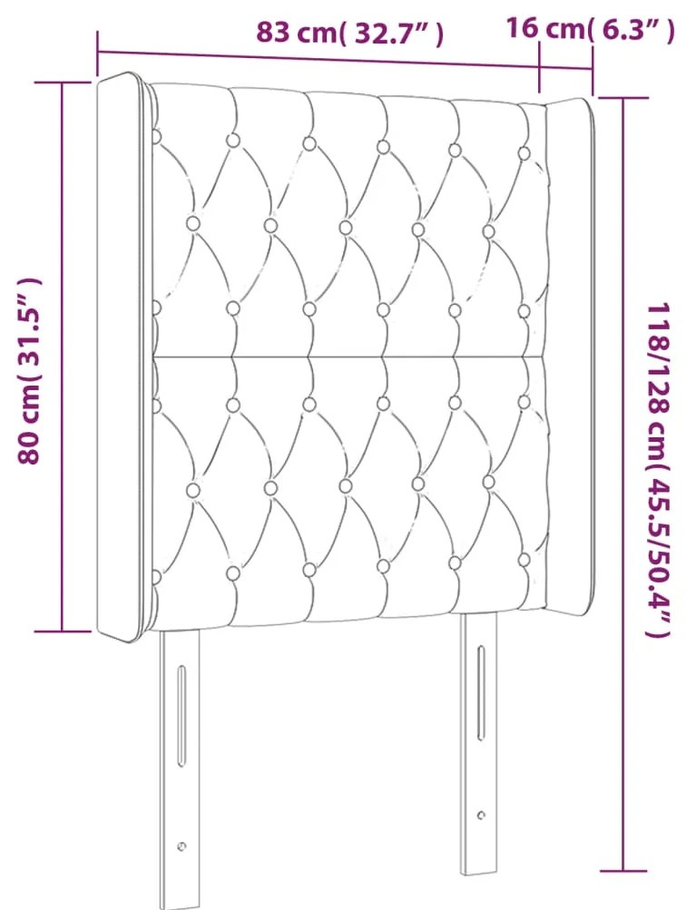 Cabeceira de cama c/ luzes LED tecido 83x16x118/128cm cor creme