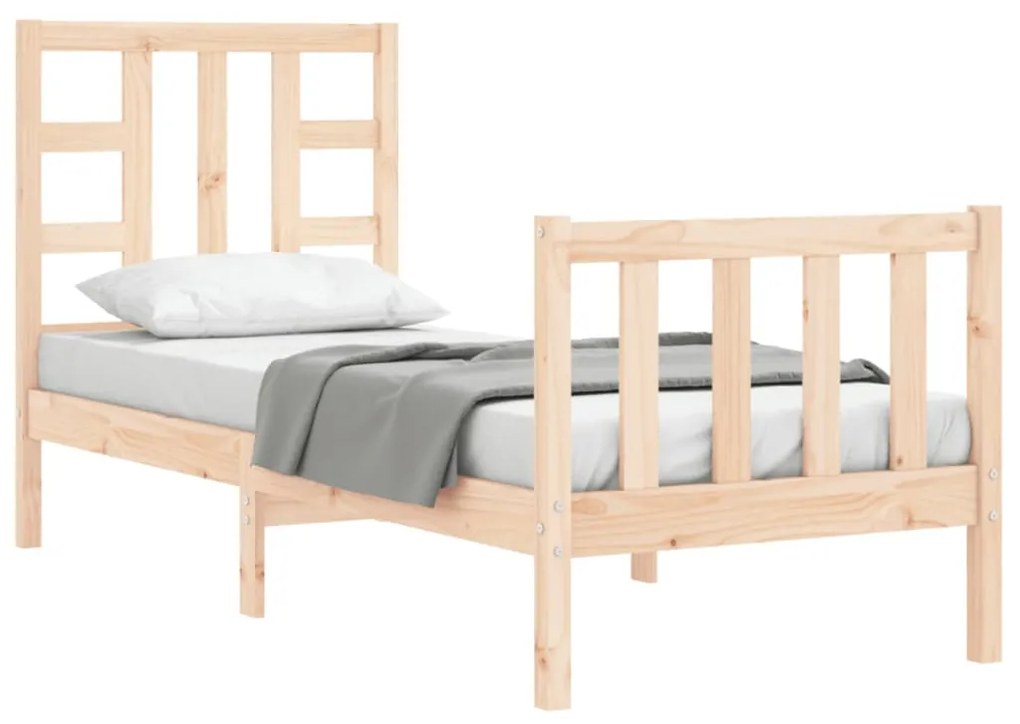 Estrutura cama de solteiro pequena c/ cabeceira madeira maciça