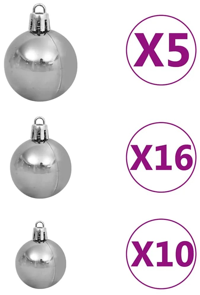 Árvore Natal artificial pré-iluminada c/ bolas 210 cm branco
