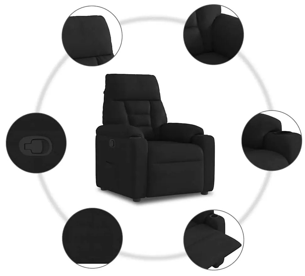 Poltrona reclinável tecido de microfibra preto