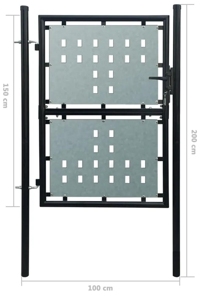 Portão de cerca com porta única 100x200 cm preto