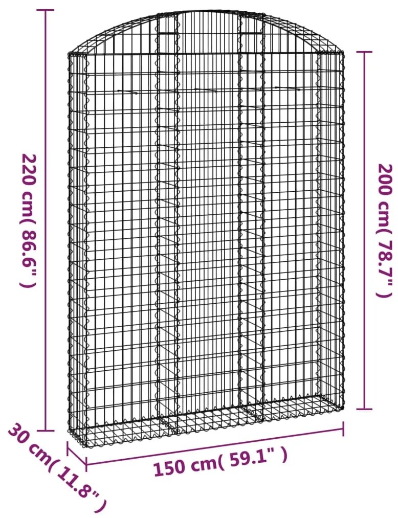 Cesto gabião arqueado 150x30x200/220 cm ferro galvanizado