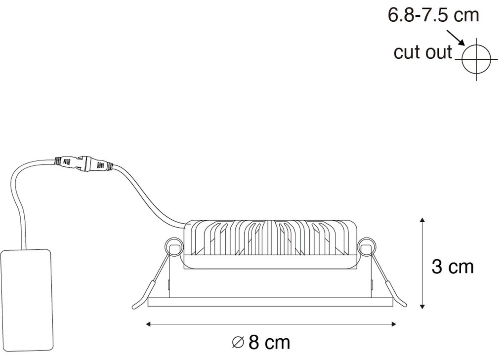 Conjunto de 6 focos embutidos pretos inclináveis 8,2cm Incl. LED Dim to Warm IP54 Ultra Slim - Pupil Moderno