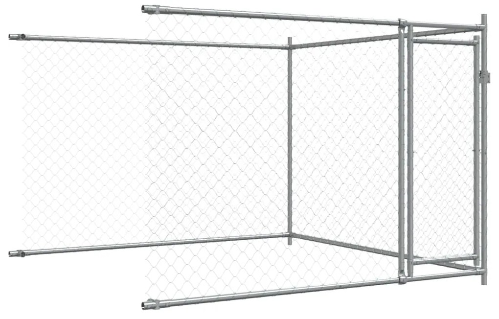 Jaula para cão com portas 10x2x1,5 m aço galvanizado cinzento