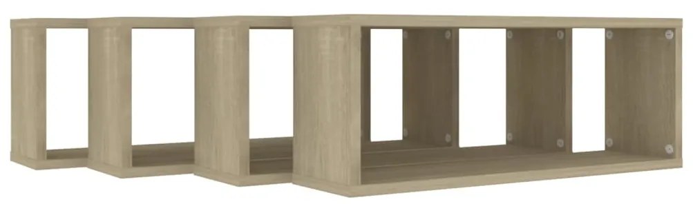 Prateleiras parede forma de cubo 4 pcs carvalho sonoma