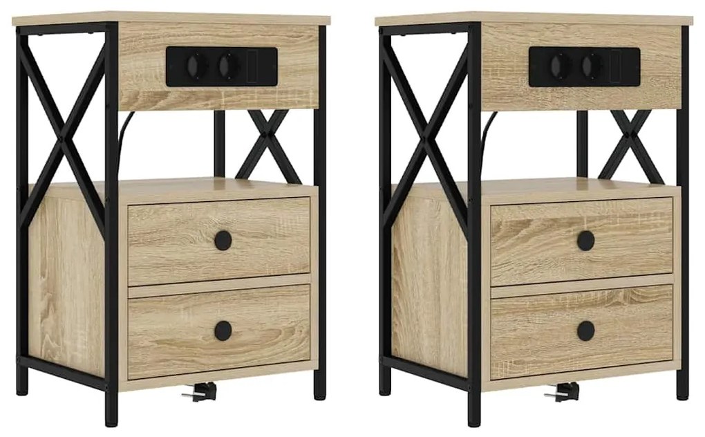 Armário de Cabeceira 2 pcs Carvalho sonoma 40 x 31 x 60 cm