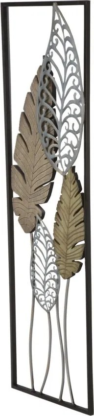 DECORAÇÃO DE PAREDE FOGLIE -B- 30,5X2,5X99,5 CM DOURADO E PRATEADO