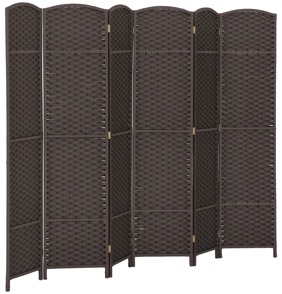 HOMCOM Biombo de 6 Painéis Separador de Ambientes Dobrável 240x1,6x170 cm Biombo Separador de Ambientes para Sala de Estar Dormitório Escritório Marrom